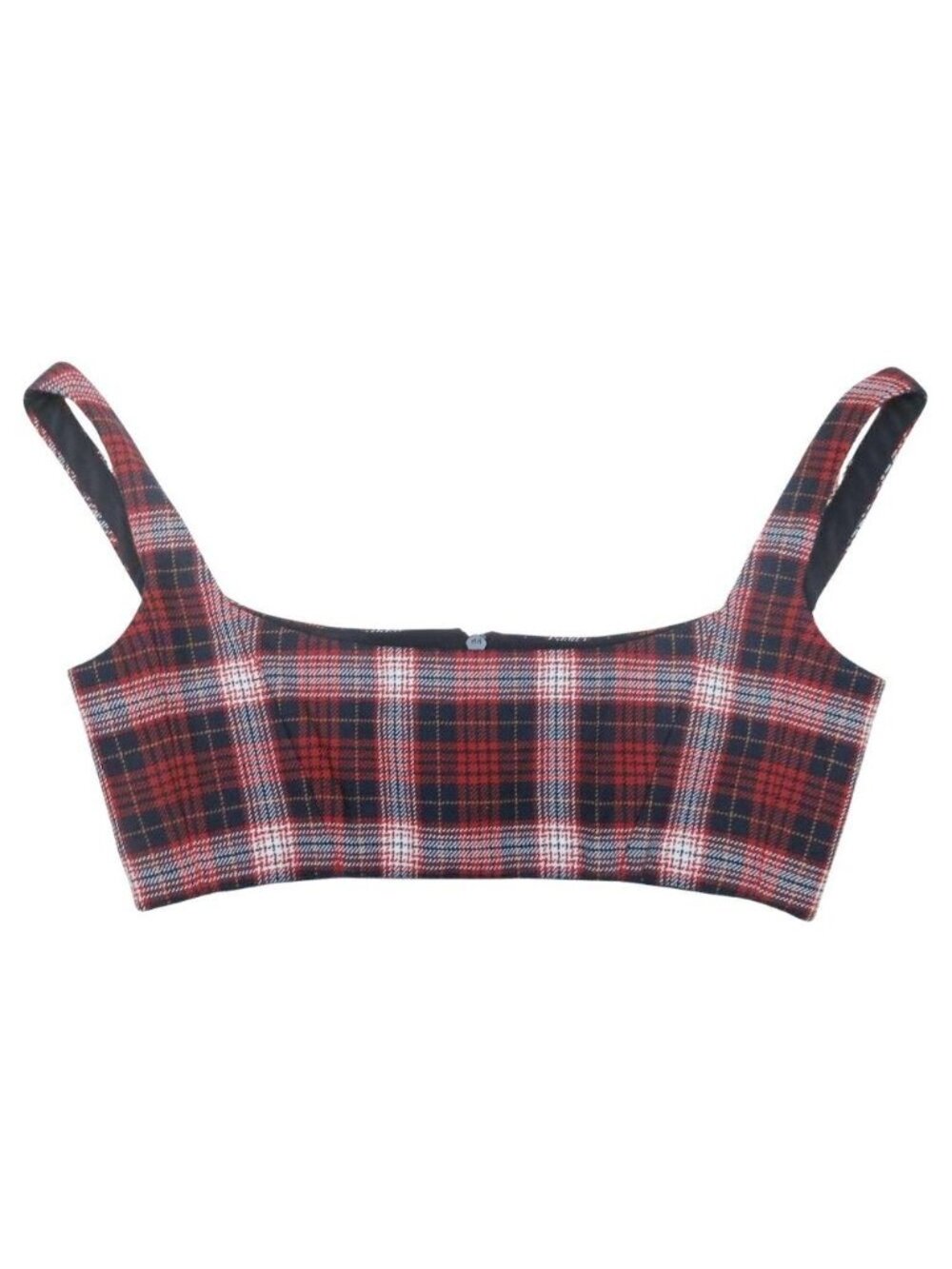 Dior Tartan Check Bustier Sleeveless Top Red Navy 36